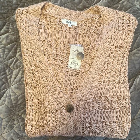 Mudd Tan Brown Button Up Open Knit Style Long Cardigan NWT - Picture 5 of 11